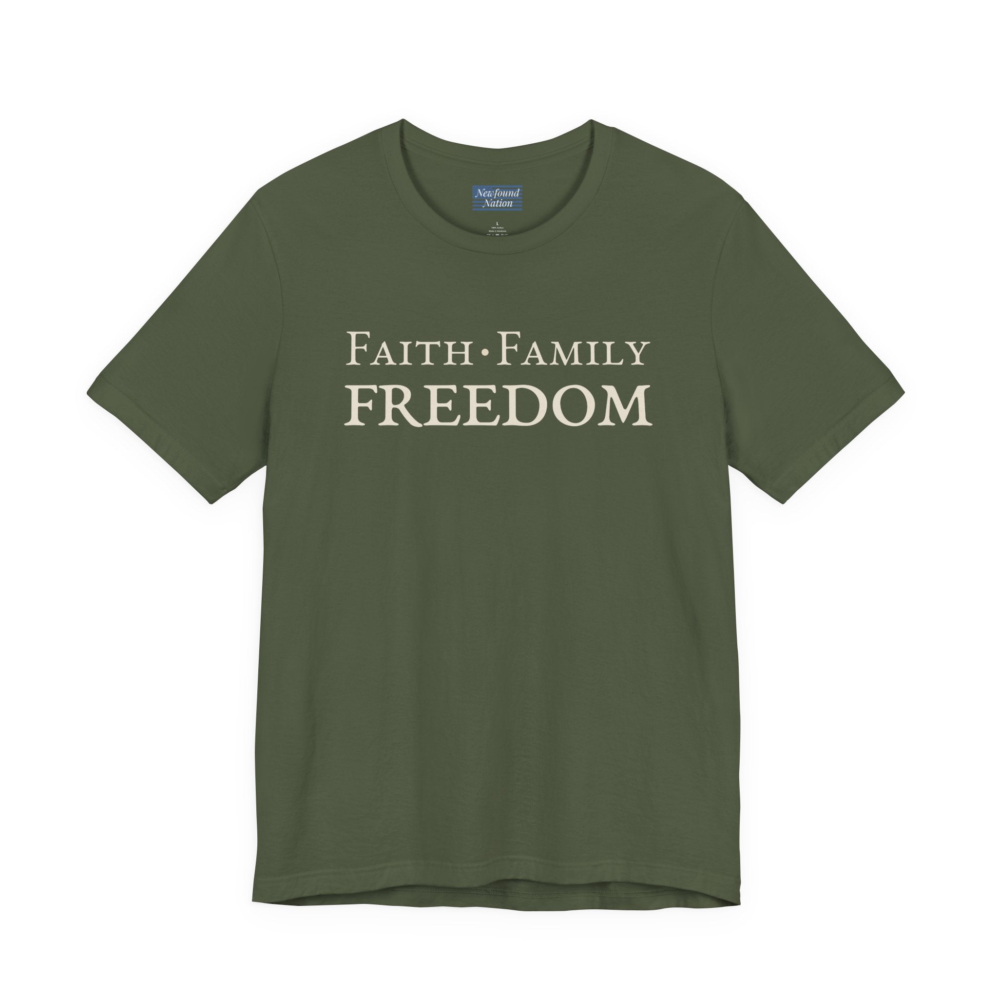 Faith. Family. Freedom. — Bold Stacked Tee (Unisex)