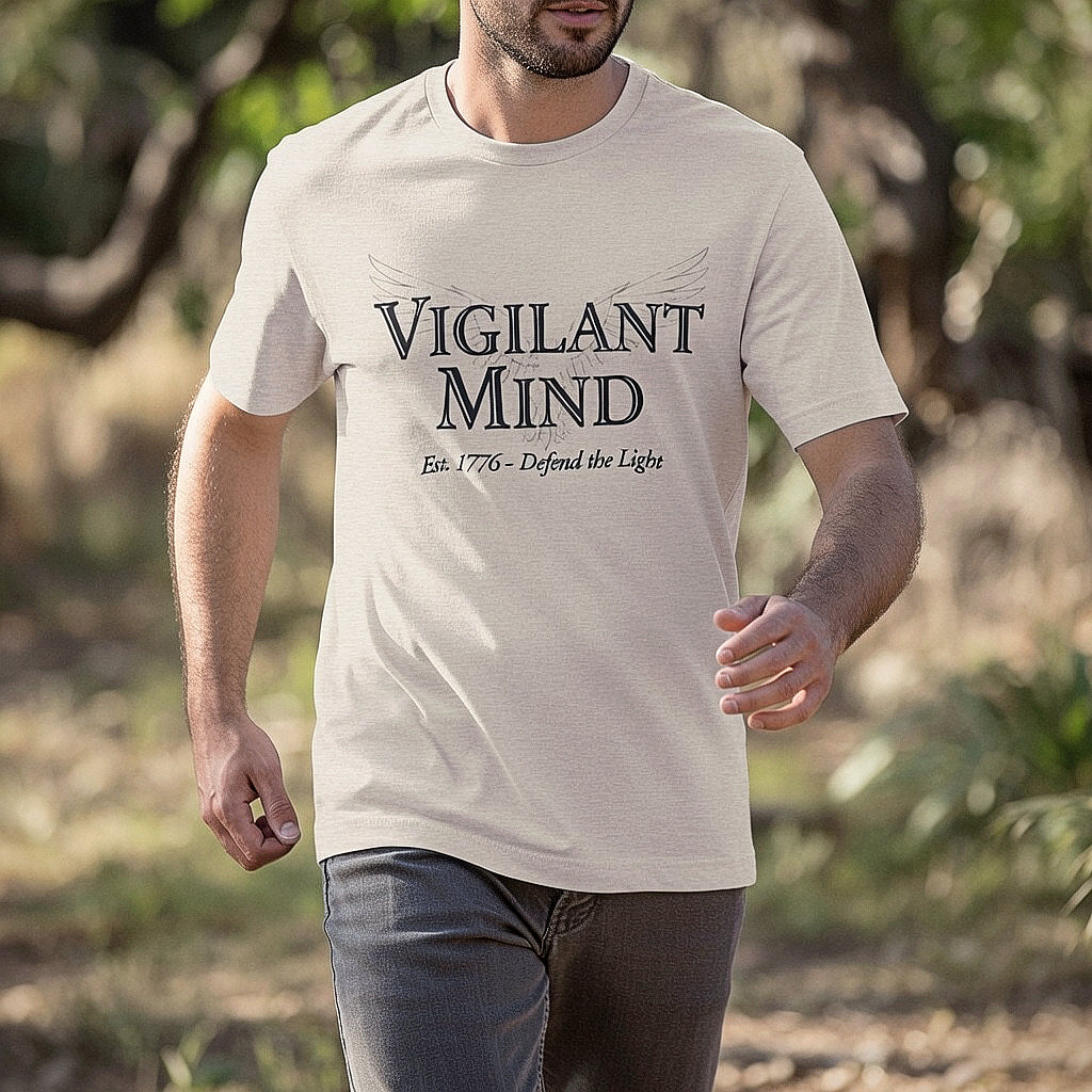 Vigilant Mind Tee – Defending the Light of Freedom
