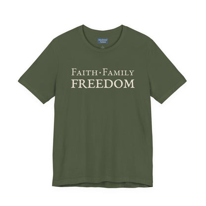 Faith. Family. Freedom. — Bold Stacked Tee (Unisex)
