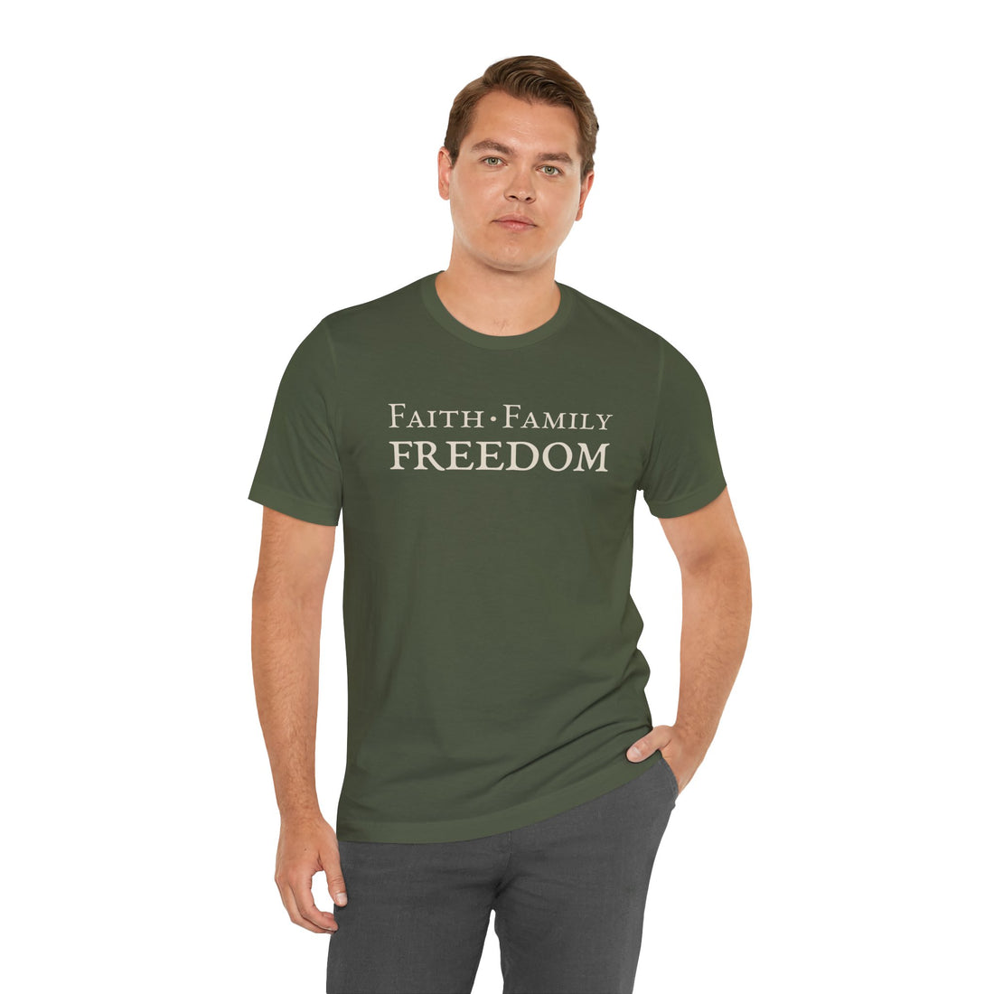 Faith. Family. Freedom. — Bold Stacked Tee (Unisex)
