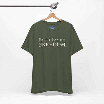 Faith. Family. Freedom. — Bold Stacked Tee (Unisex)