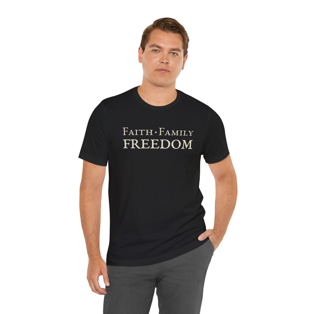 Faith. Family. Freedom. — Bold Stacked Tee (Unisex)