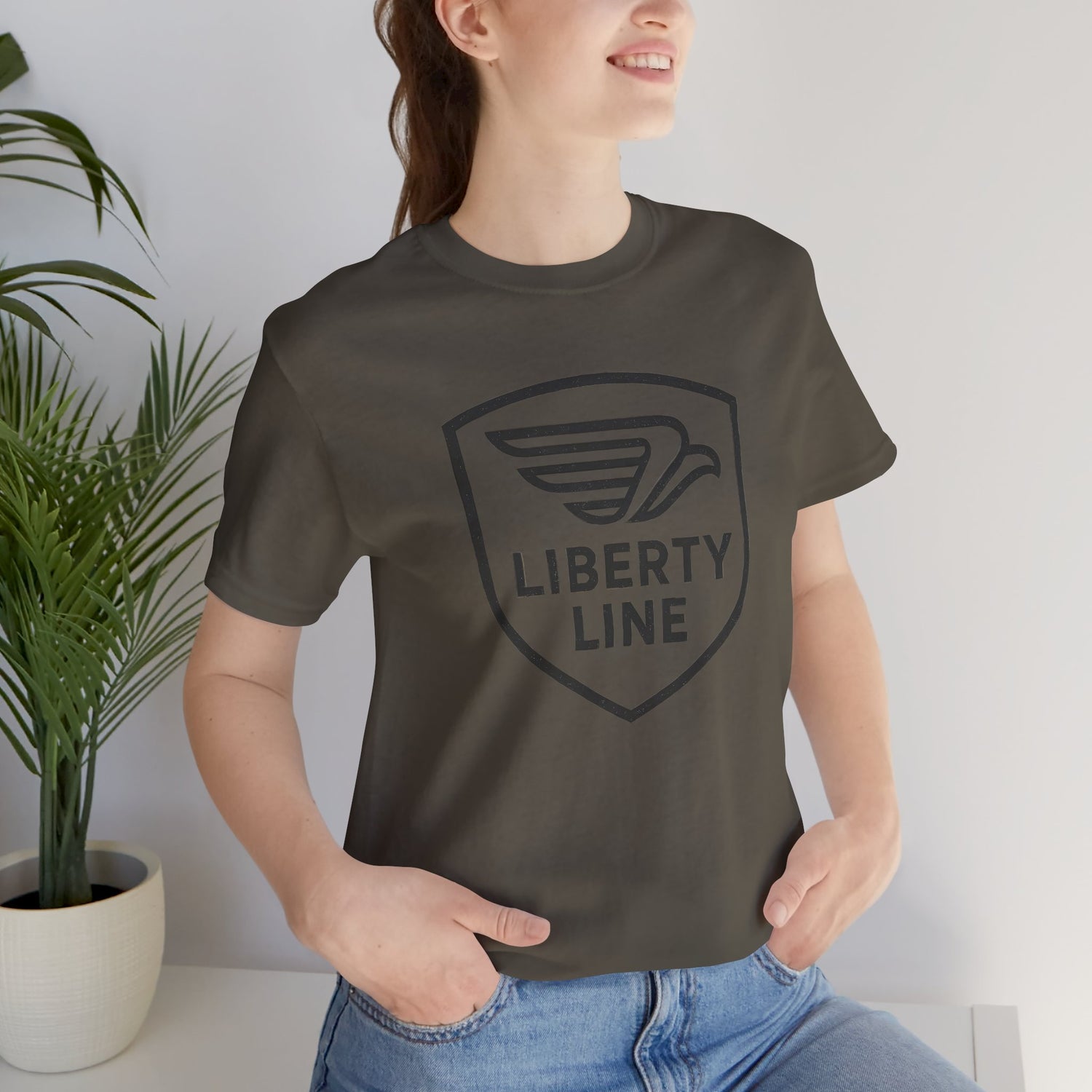 Liberty Line Emblem – Modern Patriotic Crest Tee