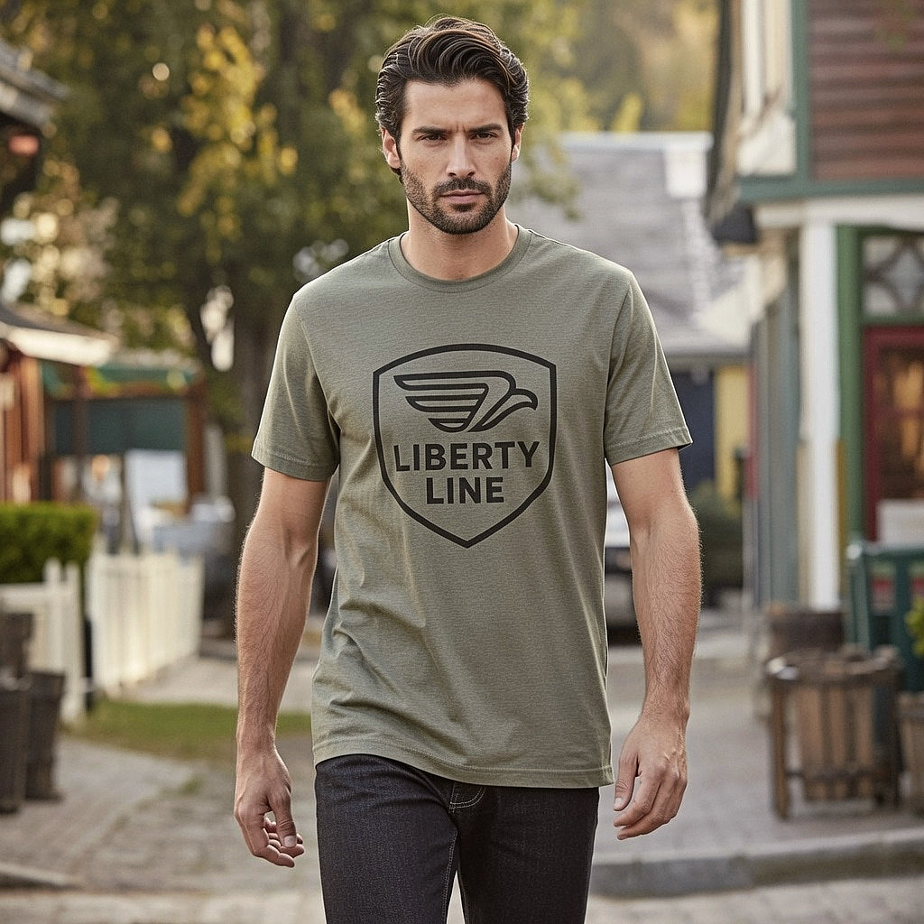 Liberty Line Emblem – Modern Patriotic Crest Tee